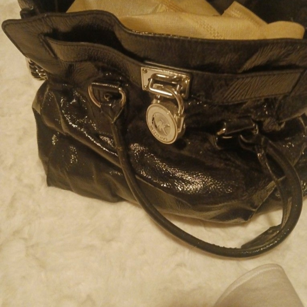 Michael Kors Shiny Black Satchel Style Bag - Picture 2 of 3